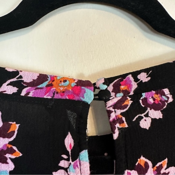 Lane Bryant | Black and Purple Floral Bell Sleeve Blouse Size 14 - Picture 7 of 7